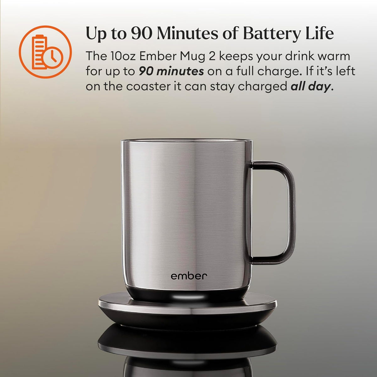 Temperature Control Smart Mug 2, 14 Oz, App-Controlled Heated Coffee Mug with 80 Min Battery Life and Improved Design, White