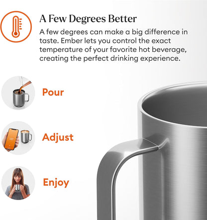 Temperature Control Smart Mug 2, 14 Oz, App-Controlled Heated Coffee Mug with 80 Min Battery Life and Improved Design, White