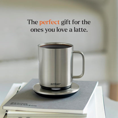 Temperature Control Smart Mug 2, 14 Oz, App-Controlled Heated Coffee Mug with 80 Min Battery Life and Improved Design, White