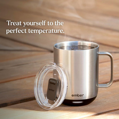 Temperature Control Smart Mug 2, 14 Oz, App-Controlled Heated Coffee Mug with 80 Min Battery Life and Improved Design, White