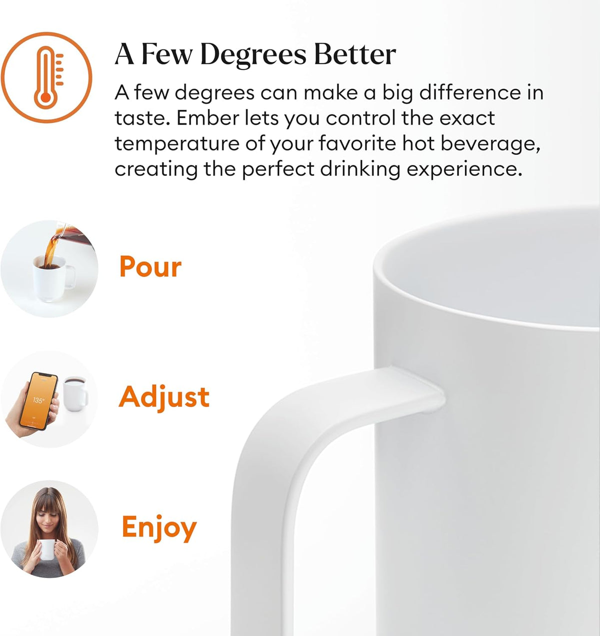 Temperature Control Smart Mug 2, 14 Oz, App-Controlled Heated Coffee Mug with 80 Min Battery Life and Improved Design, White