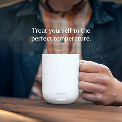 Temperature Control Smart Mug 2, 14 Oz, App-Controlled Heated Coffee Mug with 80 Min Battery Life and Improved Design, White