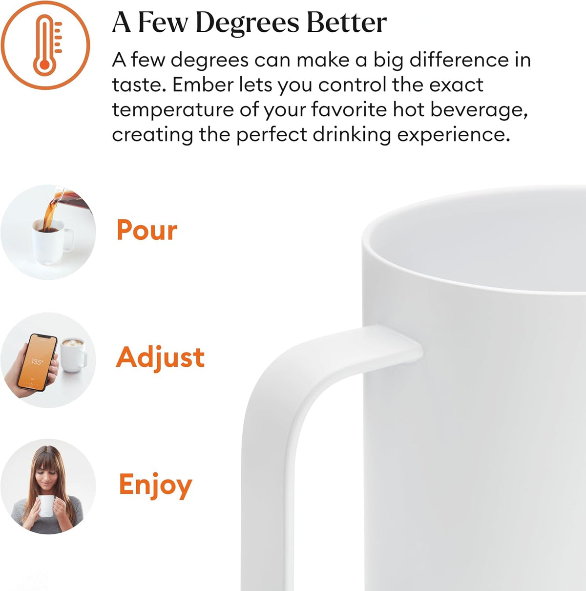 Temperature Control Smart Mug 2, 14 Oz, App-Controlled Heated Coffee Mug with 80 Min Battery Life and Improved Design, White