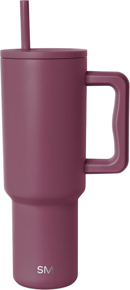 40 oz Trek Tumbler with Handle and Straw Lid | Cup Holder Friendly Insulated Stainless Steel Travel Mug | Slumberland - Colors A