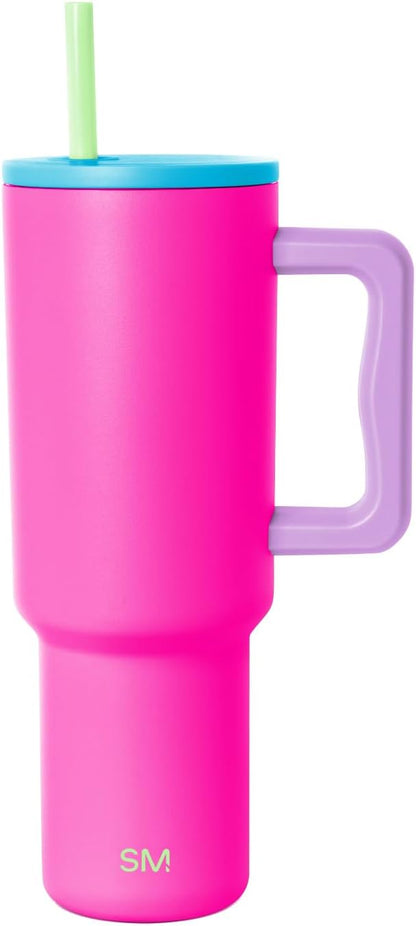 40 oz Trek Tumbler with Handle and Straw Lid | Cup Holder Friendly Insulated Stainless Steel Travel Mug | Slumberland - Colors A