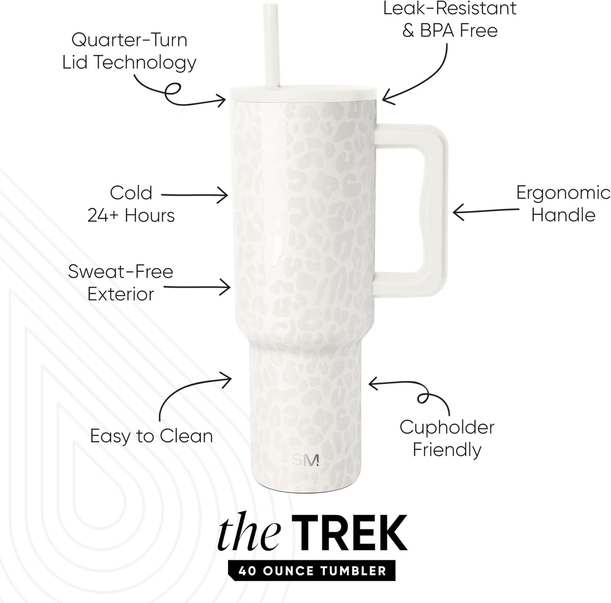 40 oz Trek Tumbler with Handle and Straw Lid | Cup Holder Friendly Insulated Stainless Steel Travel Mug | Slumberland - Colors A