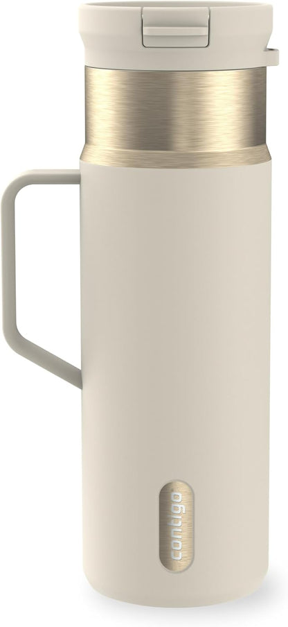 SnapSeal 30 oz Stainless Steel Vacuum-Insulated Tumbler with Handle & Reusable Straw, Leakproof AutoClose Lid, Cup Holder Friendly, BPA-Free & Lead-Free, Dishwasher Safe