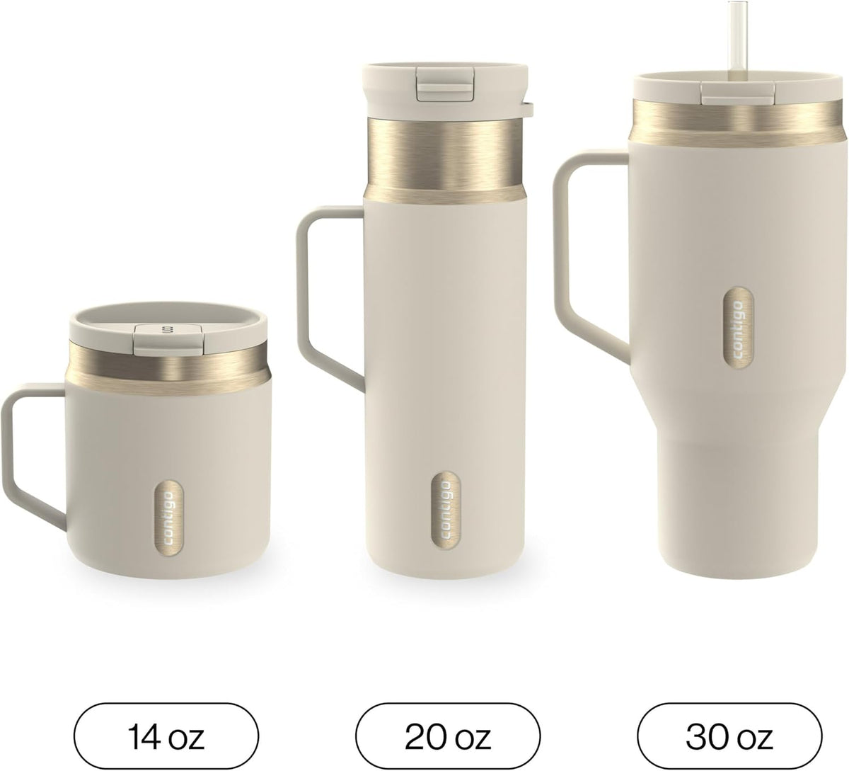 SnapSeal 30 oz Stainless Steel Vacuum-Insulated Tumbler with Handle & Reusable Straw, Leakproof AutoClose Lid, Cup Holder Friendly, BPA-Free & Lead-Free, Dishwasher Safe