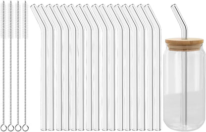 16 Pcs Metal Straw Reusable 8.5" 10.5" 6mm Stainless Steel Straws for Tumblers 20oz-32oz, Rainbow Drinking Straws with Silicone Tips, 4 Straw Cleaner Brush, 1 Travel Case