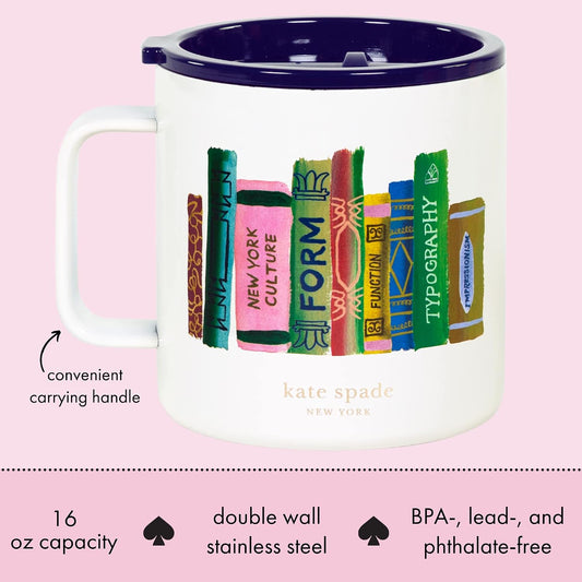 16 oz Insulated Mug, Bookshelf