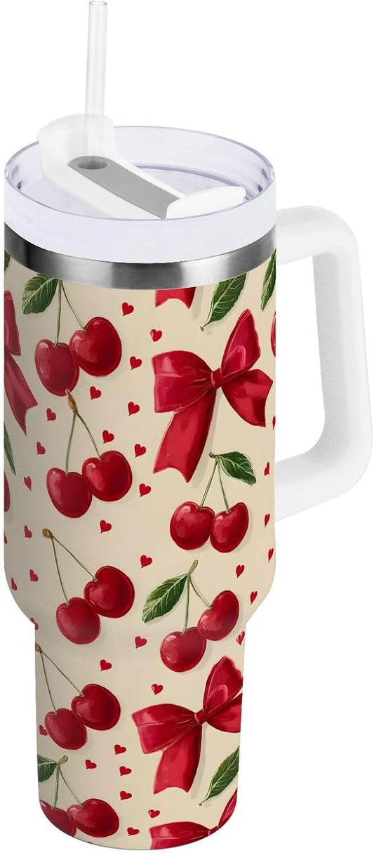 Monkey Face Banana 30 oz Tumbler with Handle and Straw Lid, Insulated Stainless Steel Water Bottle Portable Travel Coffee Tea Mug Cup - Colors D