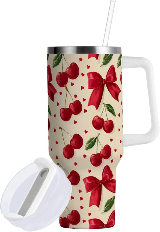 Monkey Face Banana 30 oz Tumbler with Handle and Straw Lid, Insulated Stainless Steel Water Bottle Portable Travel Coffee Tea Mug Cup - Colors D
