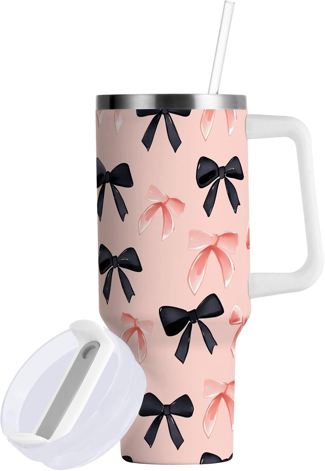 Monkey Face Banana 30 oz Tumbler with Handle and Straw Lid, Insulated Stainless Steel Water Bottle Portable Travel Coffee Tea Mug Cup - Colors D