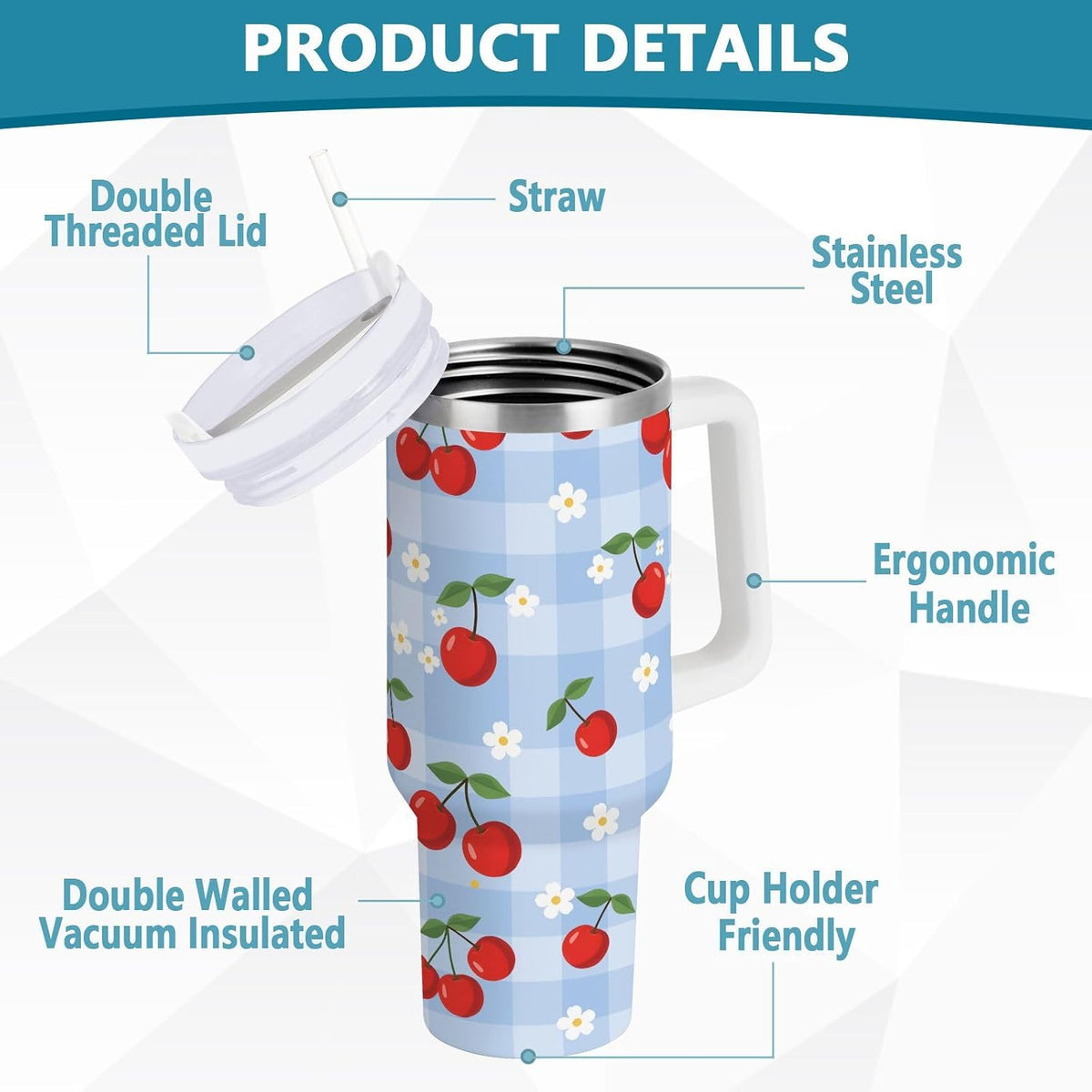 Monkey Face Banana 30 oz Tumbler with Handle and Straw Lid, Insulated Stainless Steel Water Bottle Portable Travel Coffee Tea Mug Cup - Colors D
