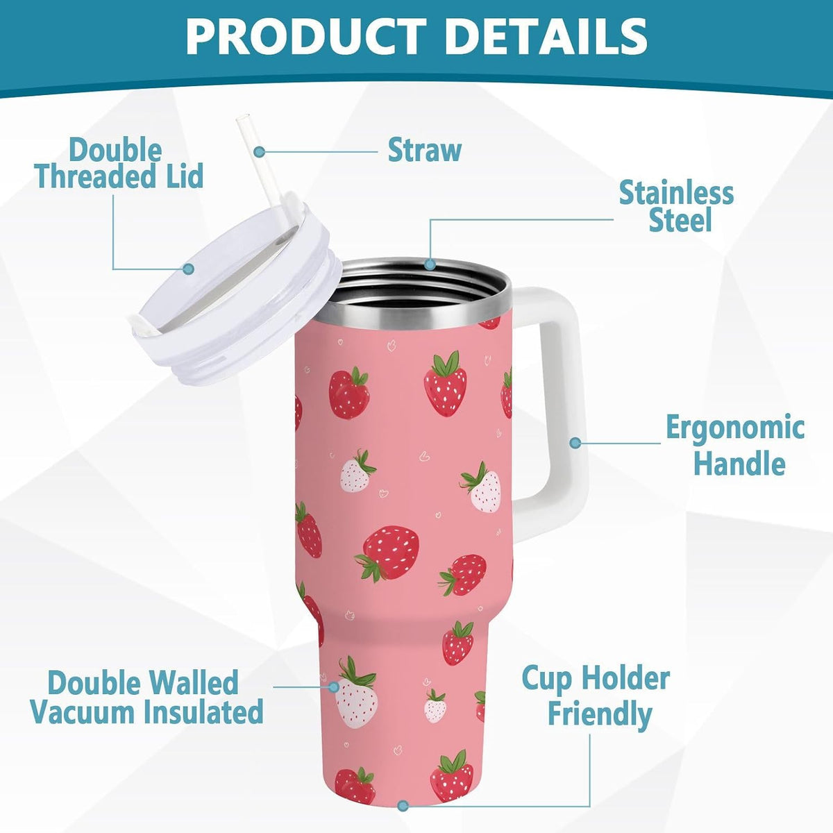 Monkey Face Banana 30 oz Tumbler with Handle and Straw Lid, Insulated Stainless Steel Water Bottle Portable Travel Coffee Tea Mug Cup - Colors D