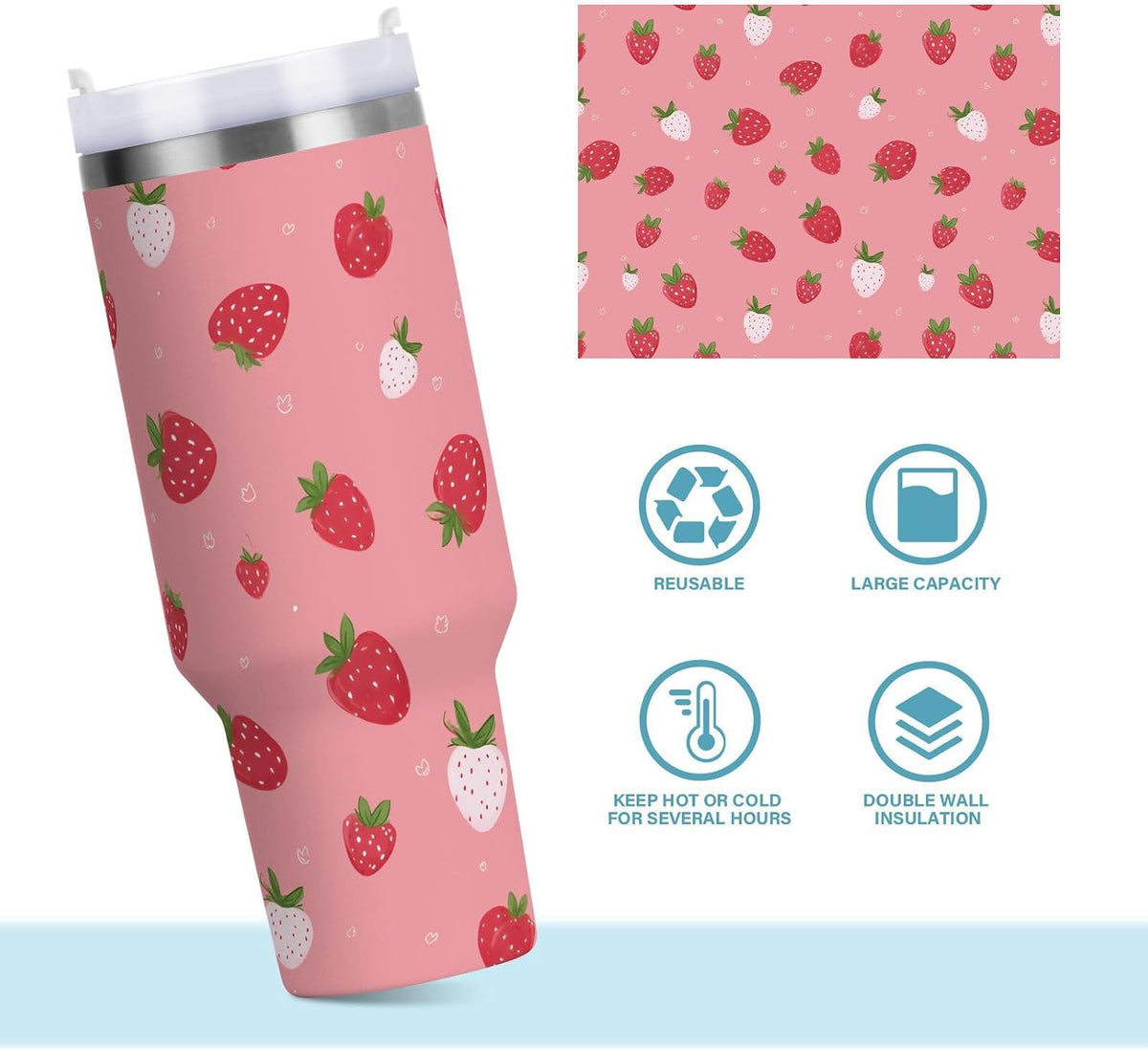 Monkey Face Banana 30 oz Tumbler with Handle and Straw Lid, Insulated Stainless Steel Water Bottle Portable Travel Coffee Tea Mug Cup - Colors D