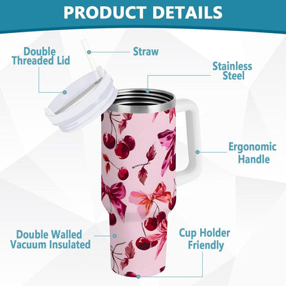 Monkey Face Banana 30 oz Tumbler with Handle and Straw Lid, Insulated Stainless Steel Water Bottle Portable Travel Coffee Tea Mug Cup - Colors D