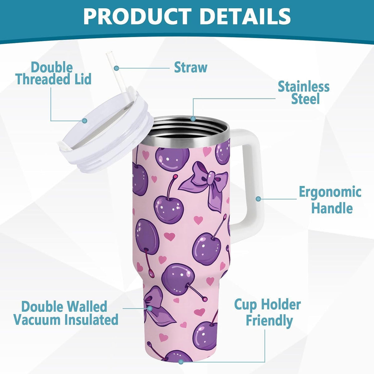 Monkey Face Banana 30 oz Tumbler with Handle and Straw Lid, Insulated Stainless Steel Water Bottle Portable Travel Coffee Tea Mug Cup - Colors D