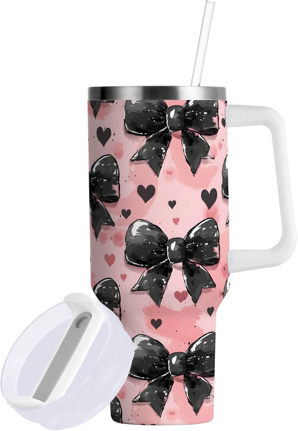 Monkey Face Banana 30 oz Tumbler with Handle and Straw Lid, Insulated Stainless Steel Water Bottle Portable Travel Coffee Tea Mug Cup - Colors D