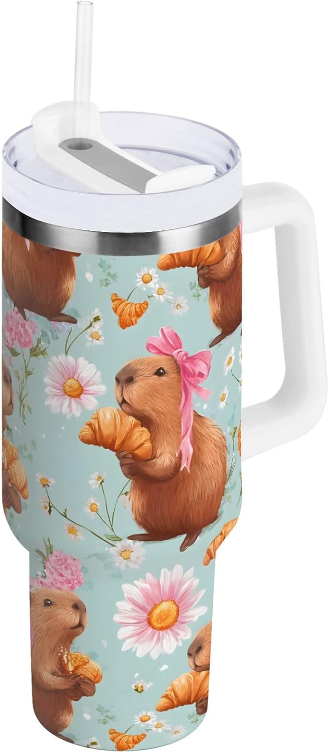 Monkey Face Banana 30 oz Tumbler with Handle and Straw Lid, Insulated Stainless Steel Water Bottle Portable Travel Coffee Tea Mug Cup - Colors D