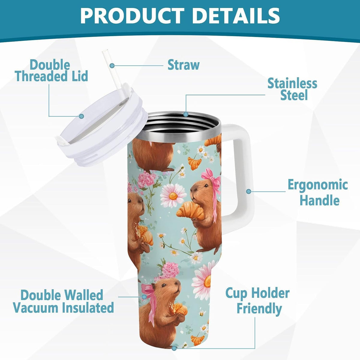 Monkey Face Banana 30 oz Tumbler with Handle and Straw Lid, Insulated Stainless Steel Water Bottle Portable Travel Coffee Tea Mug Cup - Colors D