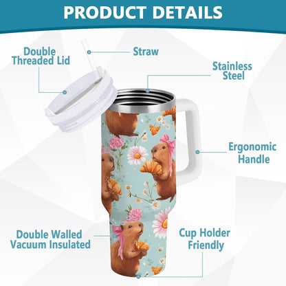 Monkey Face Banana 30 oz Tumbler with Handle and Straw Lid, Insulated Stainless Steel Water Bottle Portable Travel Coffee Tea Mug Cup - Colors D