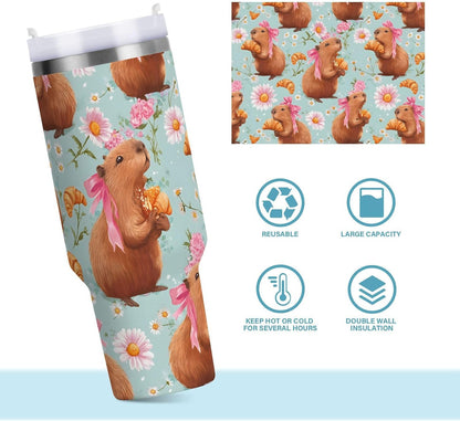 Monkey Face Banana 30 oz Tumbler with Handle and Straw Lid, Insulated Stainless Steel Water Bottle Portable Travel Coffee Tea Mug Cup - Colors D