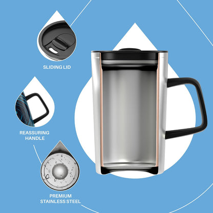 16oz Insulated Stainless Steel Coffee Mug with Lid Leopard Dark Green | 18/8 Stainless Steel | Double Wall Vacuum | 3D Print Finish | Sweat-Free Exterior | Sliding Lid | Ideal for Home & Office