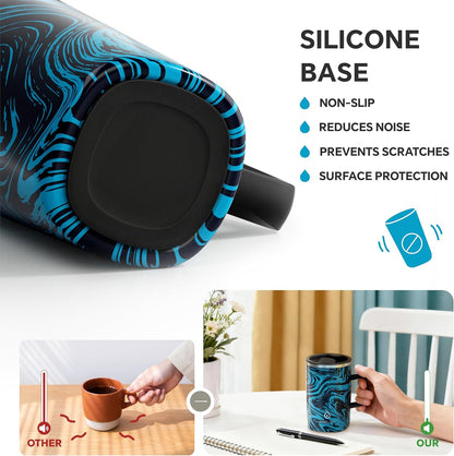 16oz Insulated Stainless Steel Coffee Mug with Lid Leopard Dark Green | 18/8 Stainless Steel | Double Wall Vacuum | 3D Print Finish | Sweat-Free Exterior | Sliding Lid | Ideal for Home & Office