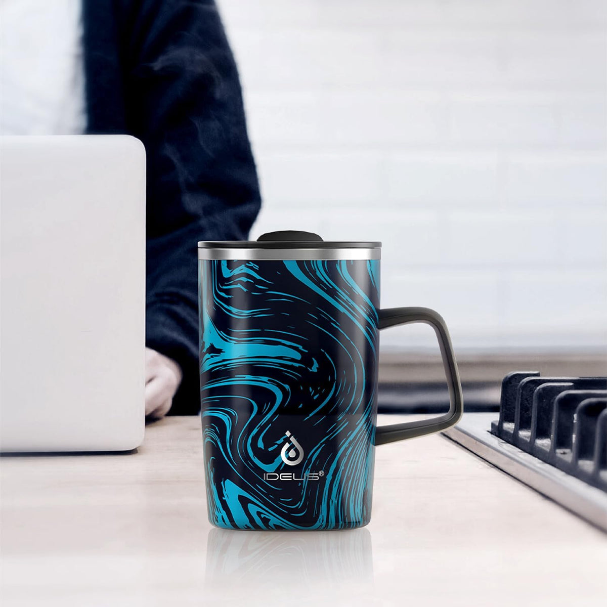16oz Insulated Stainless Steel Coffee Mug with Lid Leopard Dark Green | 18/8 Stainless Steel | Double Wall Vacuum | 3D Print Finish | Sweat-Free Exterior | Sliding Lid | Ideal for Home & Office