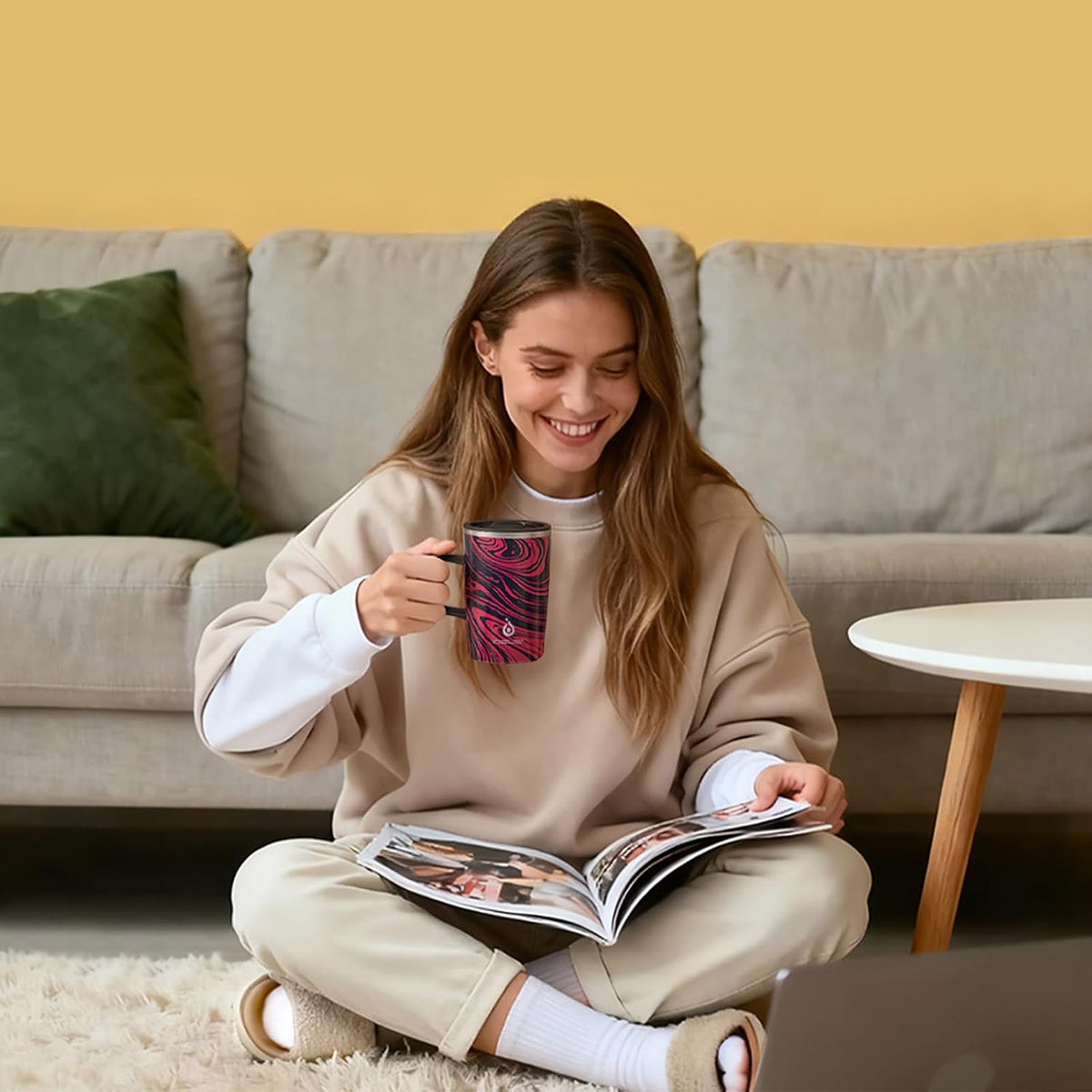 16oz Insulated Stainless Steel Coffee Mug with Lid Leopard Dark Green | 18/8 Stainless Steel | Double Wall Vacuum | 3D Print Finish | Sweat-Free Exterior | Sliding Lid | Ideal for Home & Office