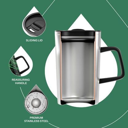 16oz Insulated Stainless Steel Coffee Mug with Lid Leopard Dark Green | 18/8 Stainless Steel | Double Wall Vacuum | 3D Print Finish | Sweat-Free Exterior | Sliding Lid | Ideal for Home & Office
