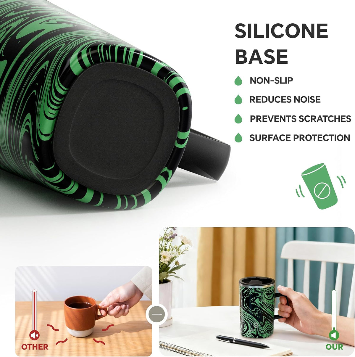 16oz Insulated Stainless Steel Coffee Mug with Lid Leopard Dark Green | 18/8 Stainless Steel | Double Wall Vacuum | 3D Print Finish | Sweat-Free Exterior | Sliding Lid | Ideal for Home & Office