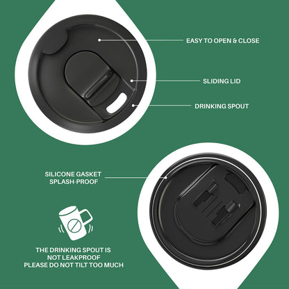 16oz Insulated Stainless Steel Coffee Mug with Lid Leopard Dark Green | 18/8 Stainless Steel | Double Wall Vacuum | 3D Print Finish | Sweat-Free Exterior | Sliding Lid | Ideal for Home & Office
