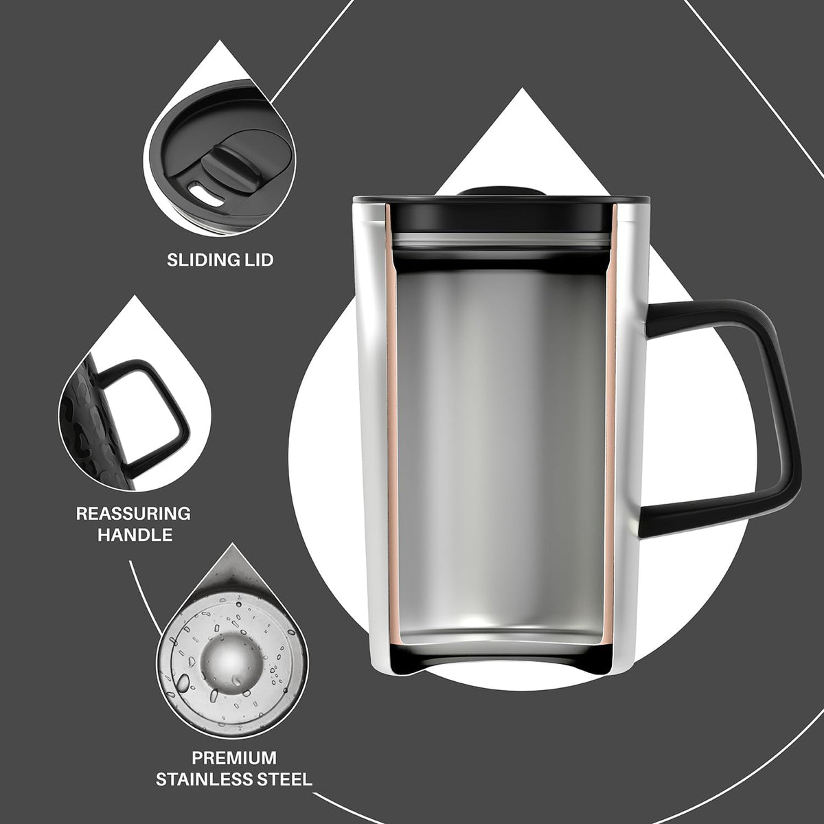 16oz Insulated Stainless Steel Coffee Mug with Lid Leopard Dark Green | 18/8 Stainless Steel | Double Wall Vacuum | 3D Print Finish | Sweat-Free Exterior | Sliding Lid | Ideal for Home & Office