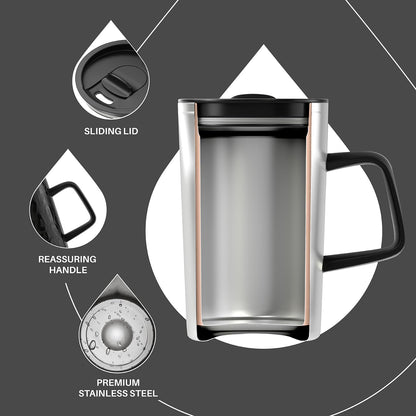 16oz Insulated Stainless Steel Coffee Mug with Lid Leopard Dark Green | 18/8 Stainless Steel | Double Wall Vacuum | 3D Print Finish | Sweat-Free Exterior | Sliding Lid | Ideal for Home & Office