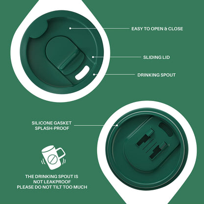 16oz Insulated Stainless Steel Coffee Mug with Lid Leopard Dark Green | 18/8 Stainless Steel | Double Wall Vacuum | 3D Print Finish | Sweat-Free Exterior | Sliding Lid | Ideal for Home & Office