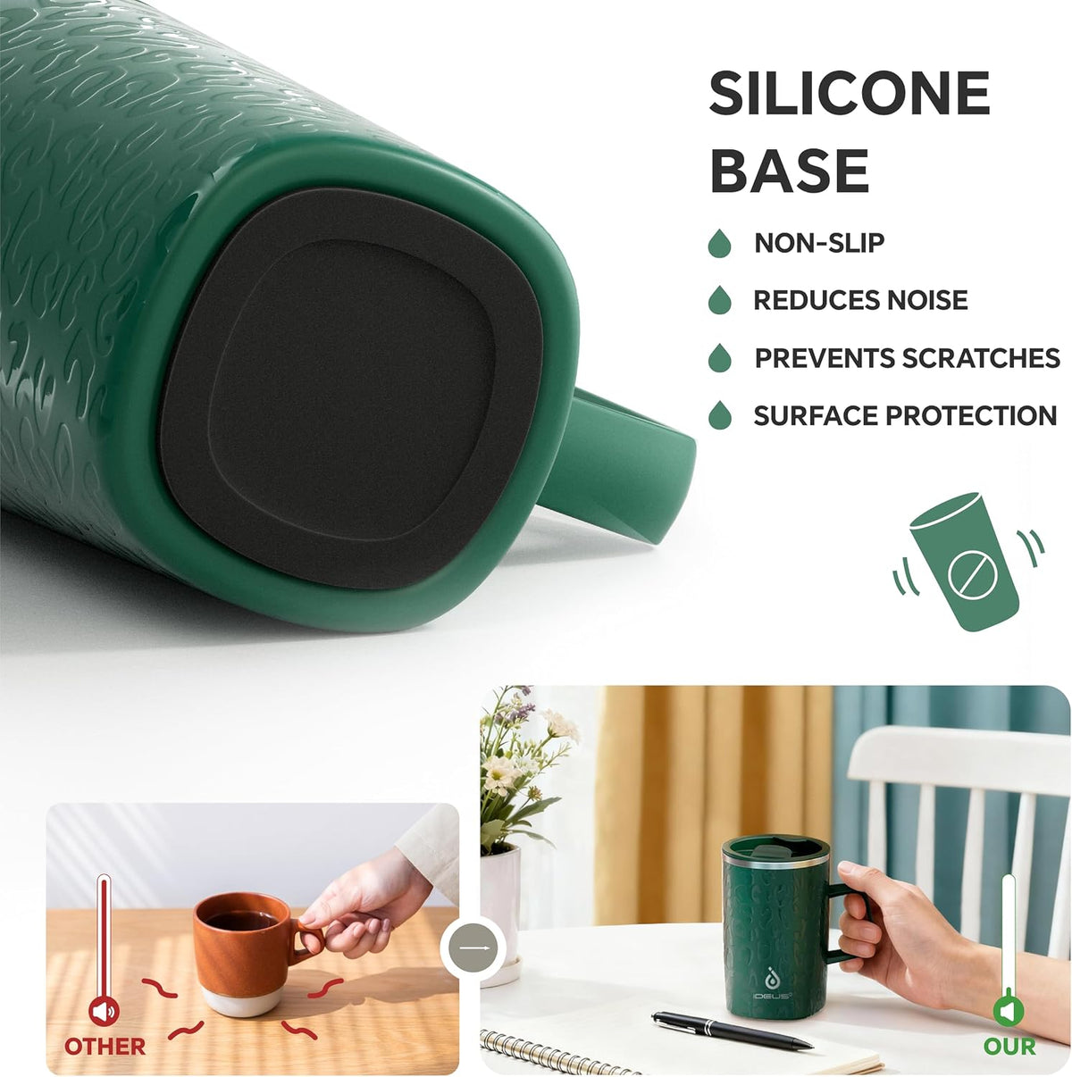16oz Insulated Stainless Steel Coffee Mug with Lid Leopard Dark Green | 18/8 Stainless Steel | Double Wall Vacuum | 3D Print Finish | Sweat-Free Exterior | Sliding Lid | Ideal for Home & Office