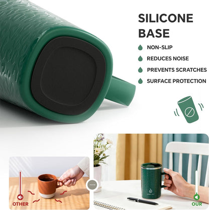 16oz Insulated Stainless Steel Coffee Mug with Lid Leopard Dark Green | 18/8 Stainless Steel | Double Wall Vacuum | 3D Print Finish | Sweat-Free Exterior | Sliding Lid | Ideal for Home & Office