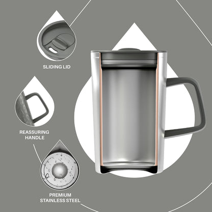 16oz Insulated Stainless Steel Coffee Mug with Lid Leopard Dark Green | 18/8 Stainless Steel | Double Wall Vacuum | 3D Print Finish | Sweat-Free Exterior | Sliding Lid | Ideal for Home & Office