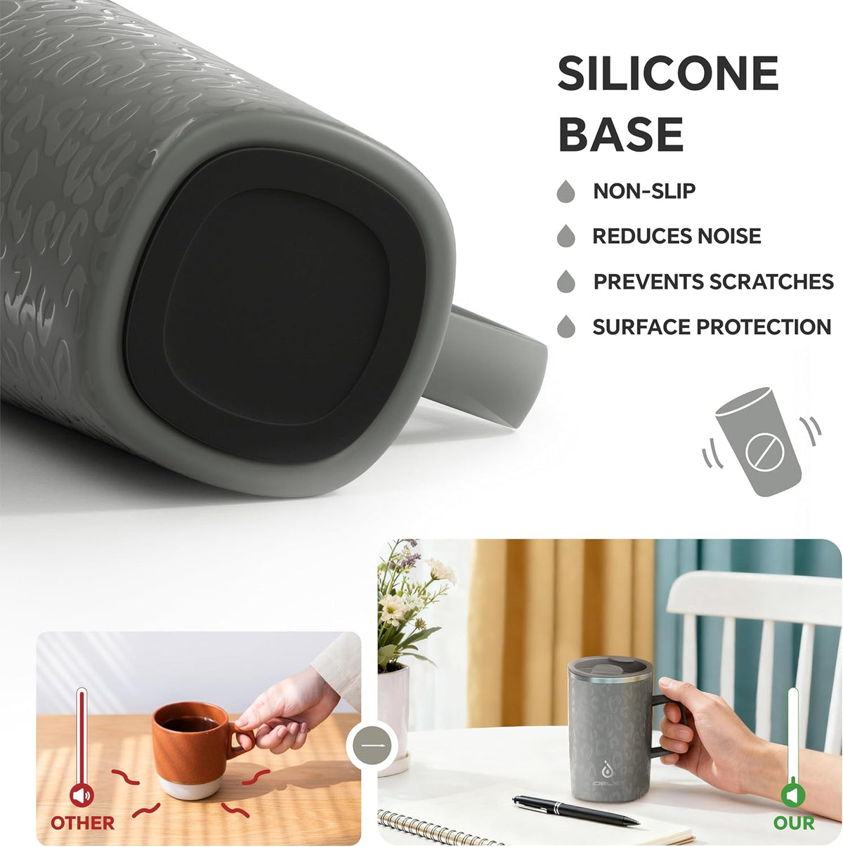 16oz Insulated Stainless Steel Coffee Mug with Lid Leopard Dark Green | 18/8 Stainless Steel | Double Wall Vacuum | 3D Print Finish | Sweat-Free Exterior | Sliding Lid | Ideal for Home & Office