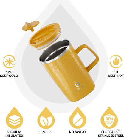 16oz Insulated Stainless Steel Coffee Mug with Lid Leopard Dark Green | 18/8 Stainless Steel | Double Wall Vacuum | 3D Print Finish | Sweat-Free Exterior | Sliding Lid | Ideal for Home & Office