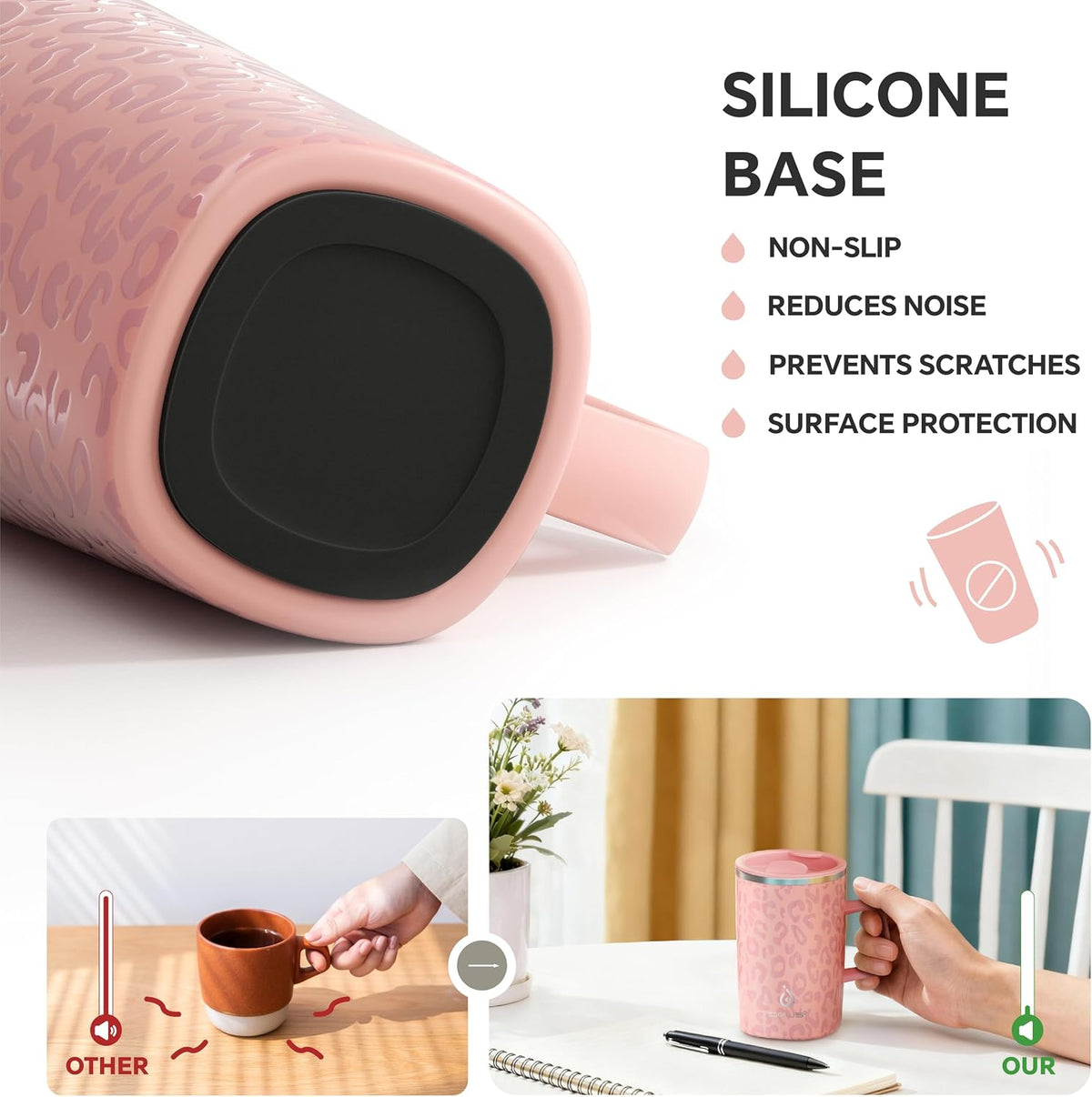 16oz Insulated Stainless Steel Coffee Mug with Lid Leopard Dark Green | 18/8 Stainless Steel | Double Wall Vacuum | 3D Print Finish | Sweat-Free Exterior | Sliding Lid | Ideal for Home & Office