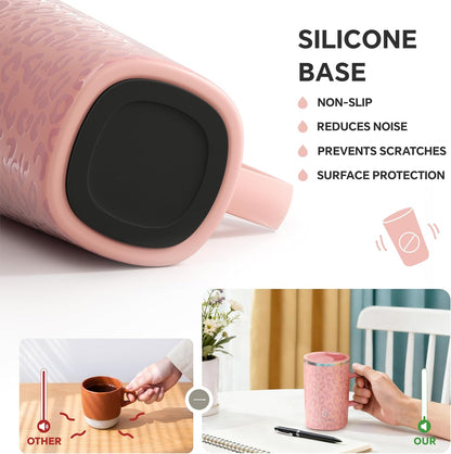 16oz Insulated Stainless Steel Coffee Mug with Lid Leopard Dark Green | 18/8 Stainless Steel | Double Wall Vacuum | 3D Print Finish | Sweat-Free Exterior | Sliding Lid | Ideal for Home & Office