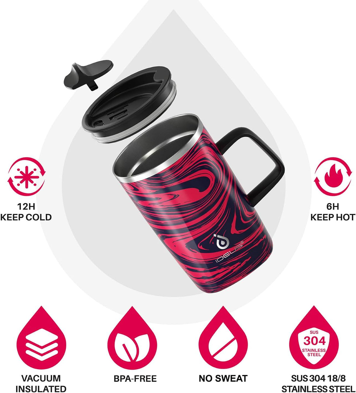 16oz Insulated Stainless Steel Coffee Mug with Lid Leopard Dark Green | 18/8 Stainless Steel | Double Wall Vacuum | 3D Print Finish | Sweat-Free Exterior | Sliding Lid | Ideal for Home & Office