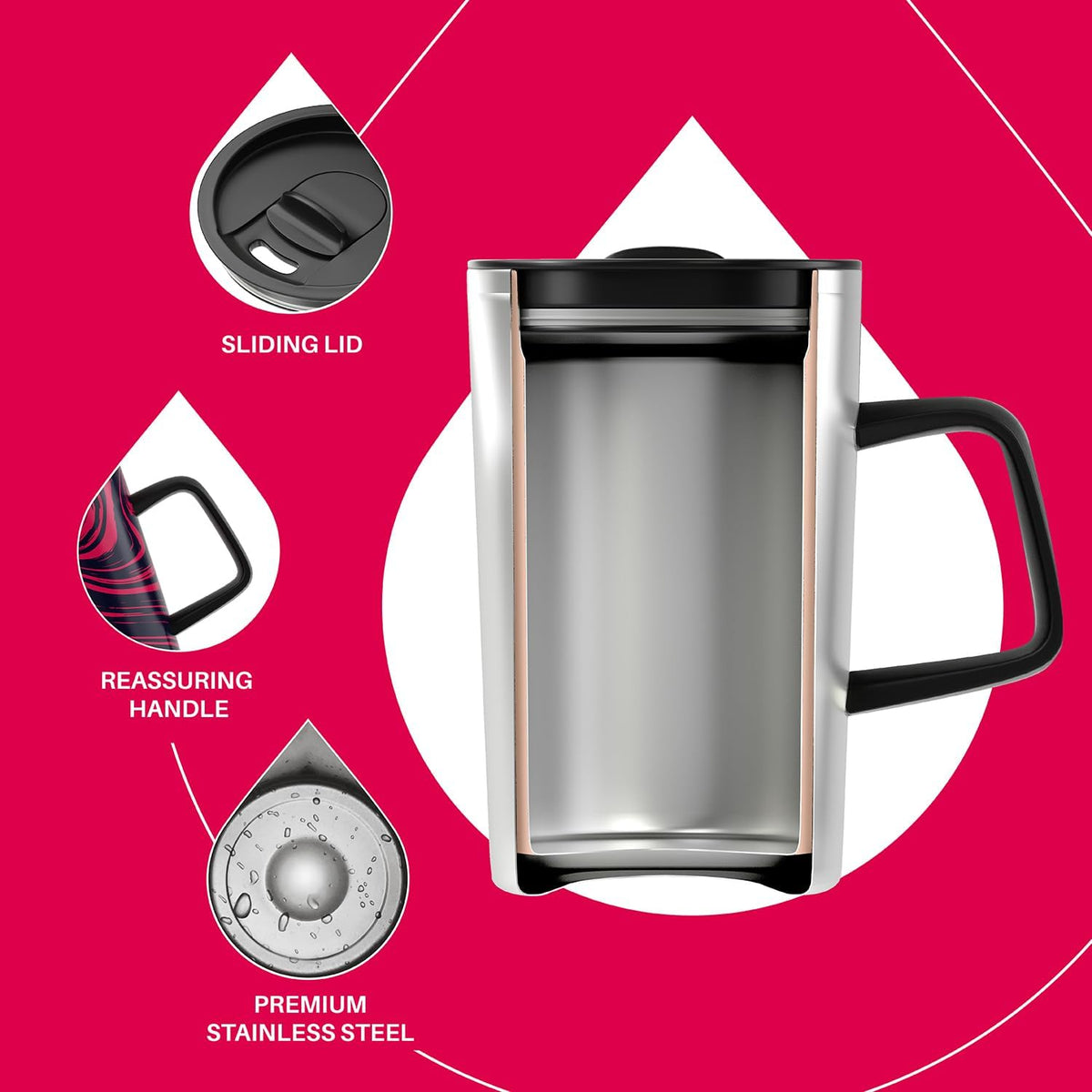 16oz Insulated Stainless Steel Coffee Mug with Lid Leopard Dark Green | 18/8 Stainless Steel | Double Wall Vacuum | 3D Print Finish | Sweat-Free Exterior | Sliding Lid | Ideal for Home & Office