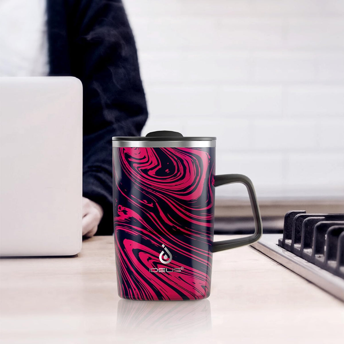 16oz Insulated Stainless Steel Coffee Mug with Lid Leopard Dark Green | 18/8 Stainless Steel | Double Wall Vacuum | 3D Print Finish | Sweat-Free Exterior | Sliding Lid | Ideal for Home & Office