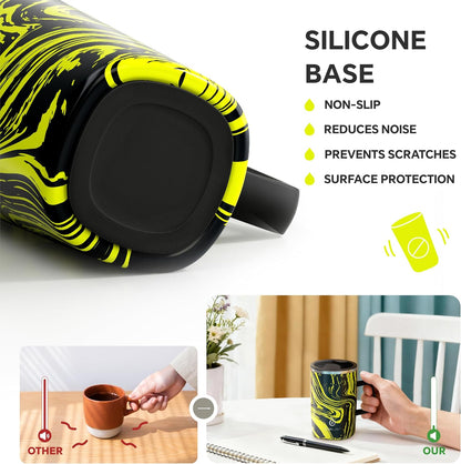 16oz Insulated Stainless Steel Coffee Mug with Lid Leopard Dark Green | 18/8 Stainless Steel | Double Wall Vacuum | 3D Print Finish | Sweat-Free Exterior | Sliding Lid | Ideal for Home & Office