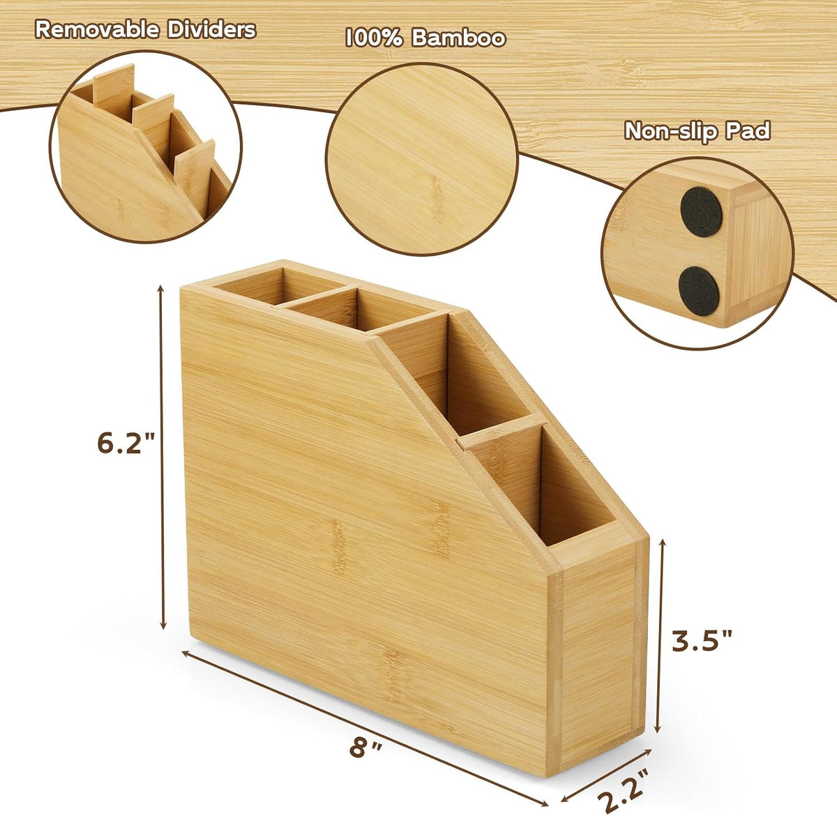 Straw Holder, Acacia Wood Straws Organizer, Cupboard Reusable Straws Dispenser for Kitchen Counter
