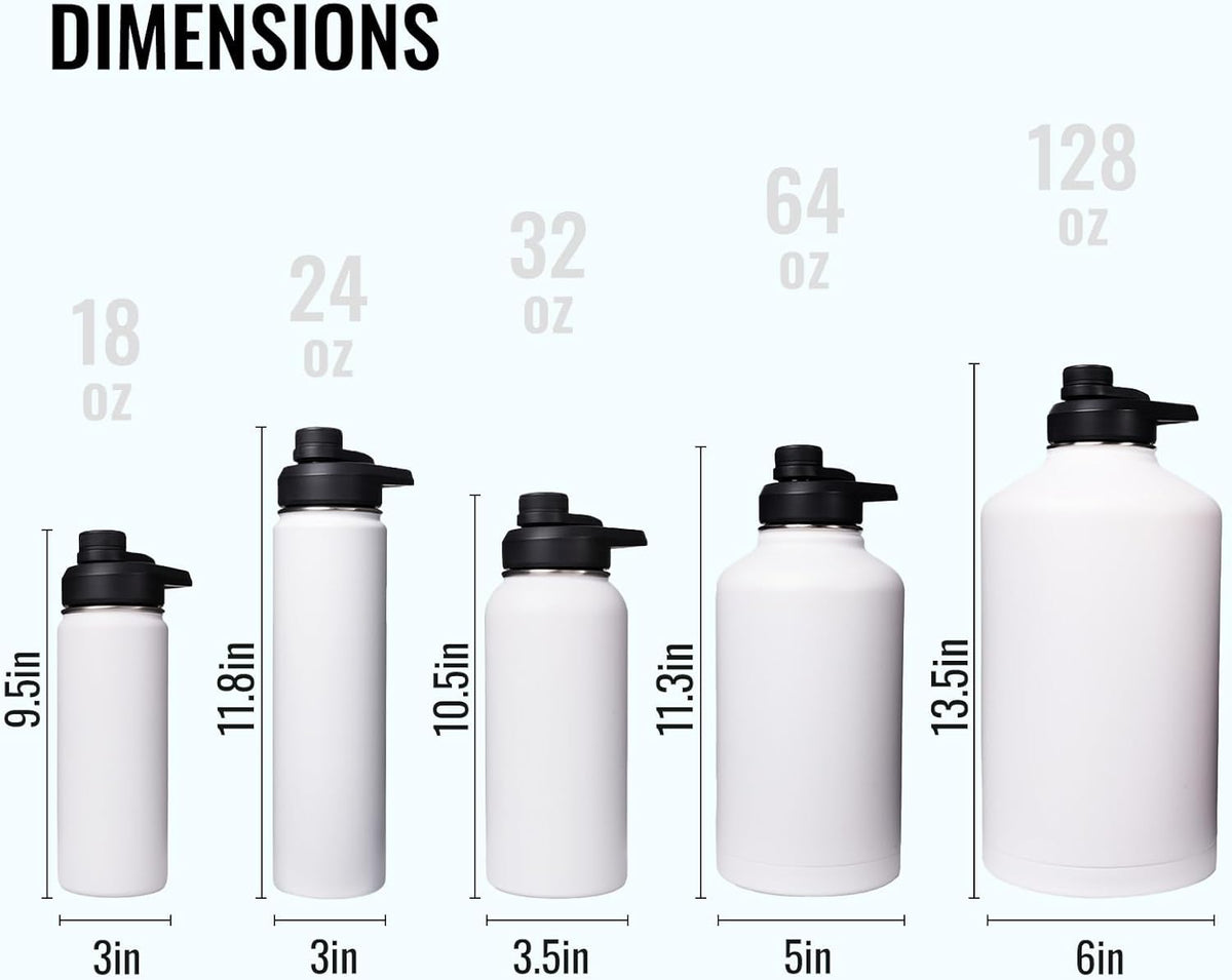Insulated Water Bottle with Handle, 304 Stainless Steel Water Bottles with Wide Mouth, Double Wall Vacuum Sports Water Bottle, BPA Free, Keep Cold and Hot, 24 Ounces, Black
